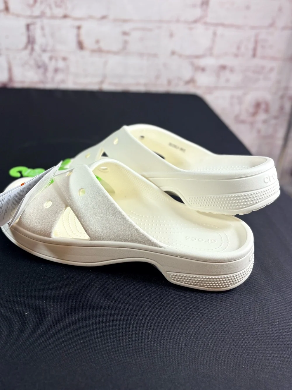 CROCS women White Crisscross Slide Sandals